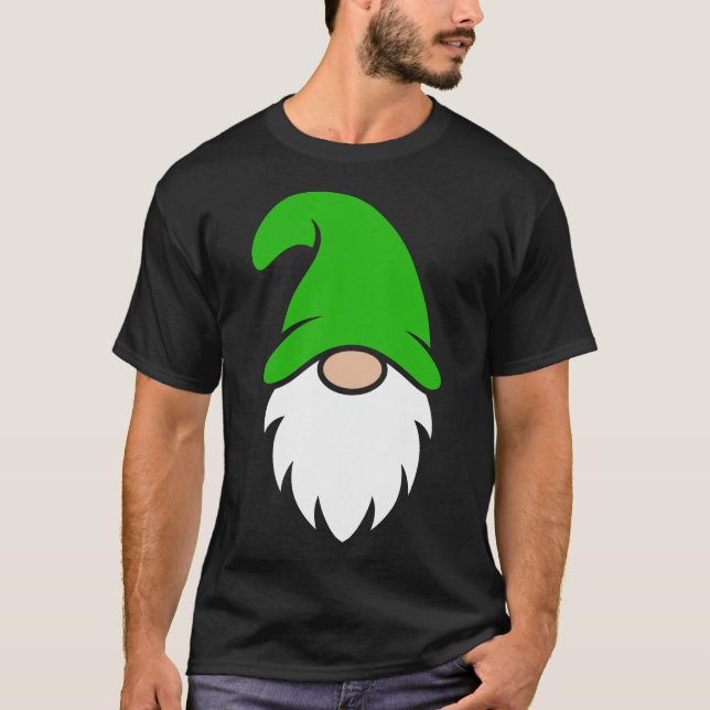 Cute Light Green Hat Christmas Gnome T-Shirt (Vorderseite)