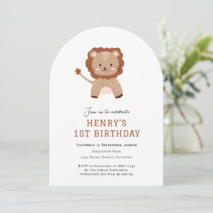 Cute Lion arc 1er anniversaire invitation
