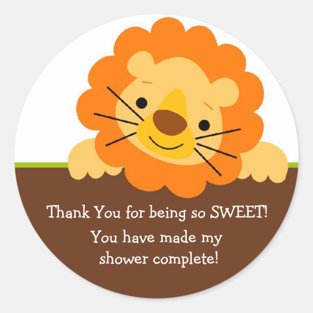 Cute Lion Baby Showaufkleber Runder Aufkleber (Vorderseite)