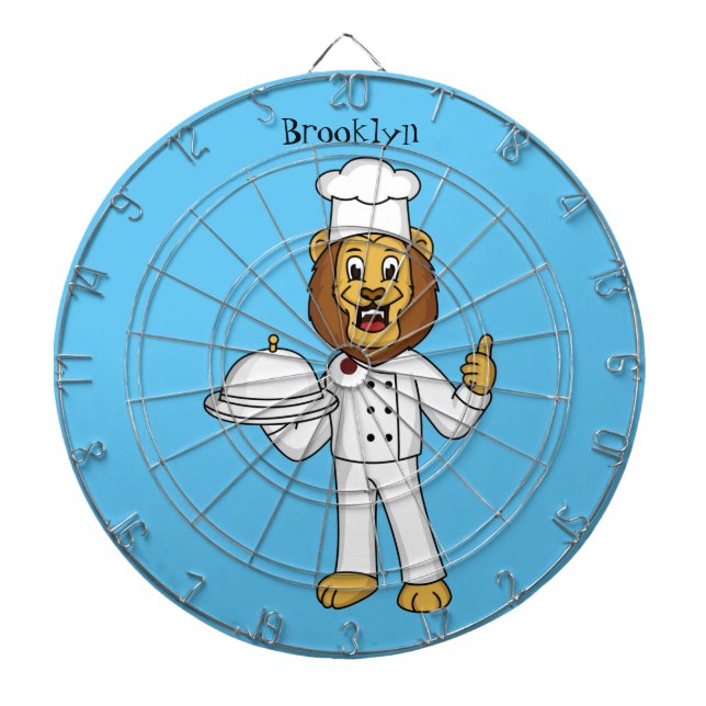 Cute lion chef cartoon illustration  dartscheibe (vorne)