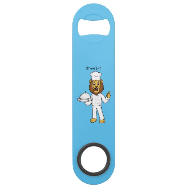Cute lion chef cartoon illustration speed flaschenöffner (Vorderseite)
