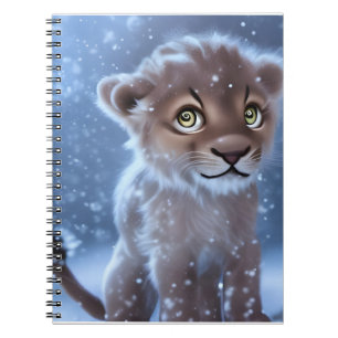 Cute Lion Cub in the Snow  Notizblock