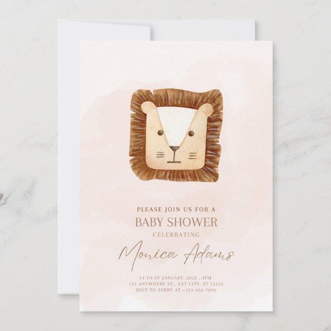 Cute Lion King Baby shower Thème Invitation (Devant)
