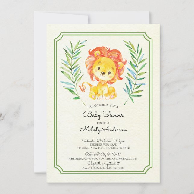 Cute Lion Neutral Baby shower Invitation (Devant)