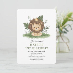 Cute Lion Safari animaux invitation anniversaire