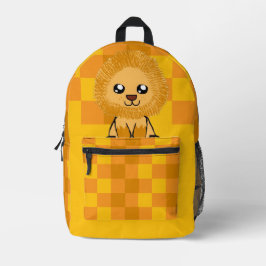 Cute Lion Themed Backpack (with checked pattern) Bedruckter Rucksack