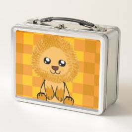 Cute Lion Themed Lunchbox (with checked pattern)