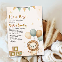 Cute Lion Watercolor Baby Shower Boy
