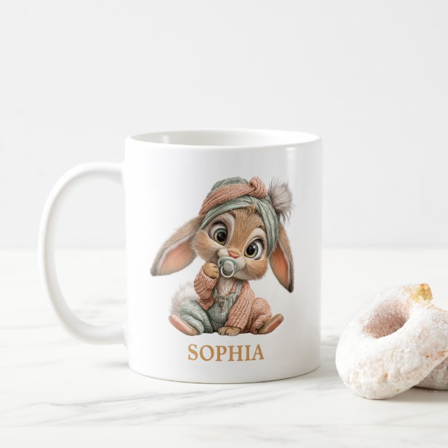Cute Little Baby Bunny Kaffeetasse (Mit Donut)