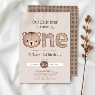 Cute Little Bear 1er Anniversaire Invitation - Neu