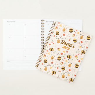 Cute little bees and daisy flowers pattern planner