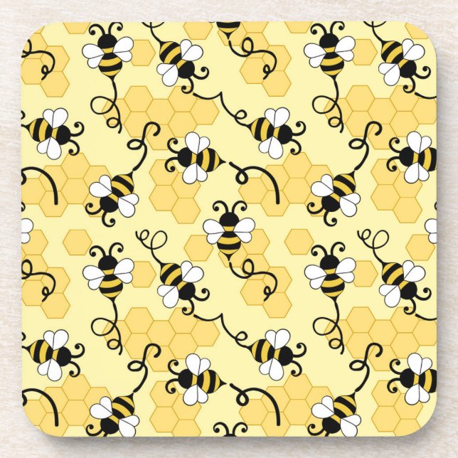 Cute little bees pattern getränkeuntersetzer (Vorderseite)