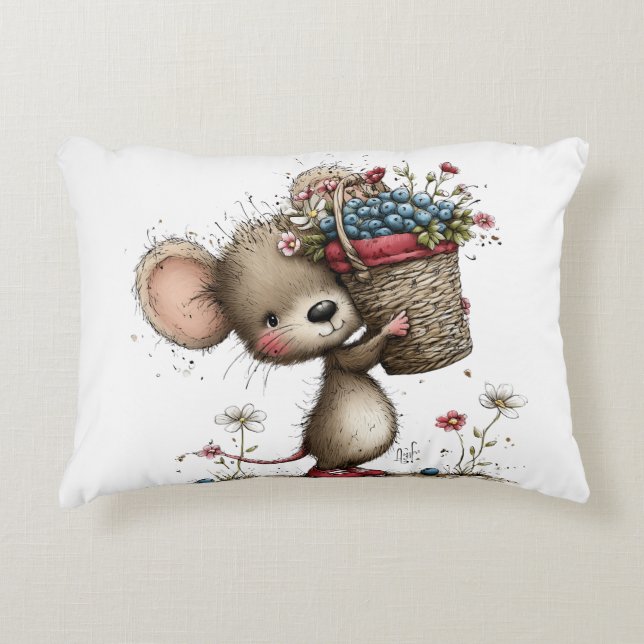 Cute Little Berry Mouse Dekokissen (Vorderseite)