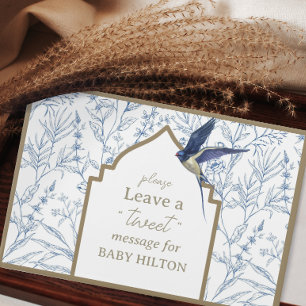 Cute Little Blue Bird Baby shower Livre d'invité