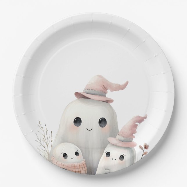cute little boo girl First Halloween Baby shower Pappteller (Vorderseite)