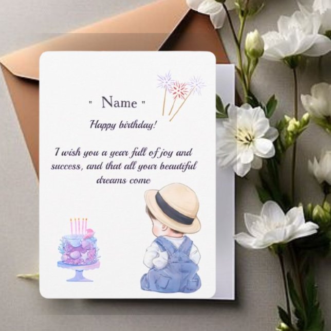Cute Little Boy Personalized Birthday Card for Son Dankeskarte (Von Creator hochgeladen)