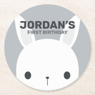Cute Little Bunny Rabbit Geburtstag Runder Pappuntersetzer