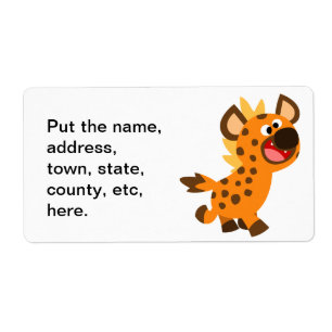 Cute Little Cartoon Hyena Étiquette de livraison