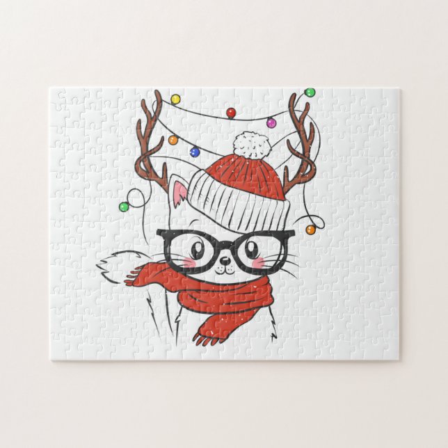 Cute little cat with deer horns (Horizontal)