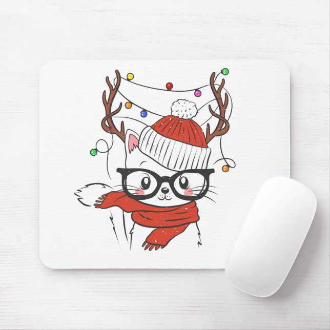 Cute little cat with deer horns mousepad (Mit Mouse)