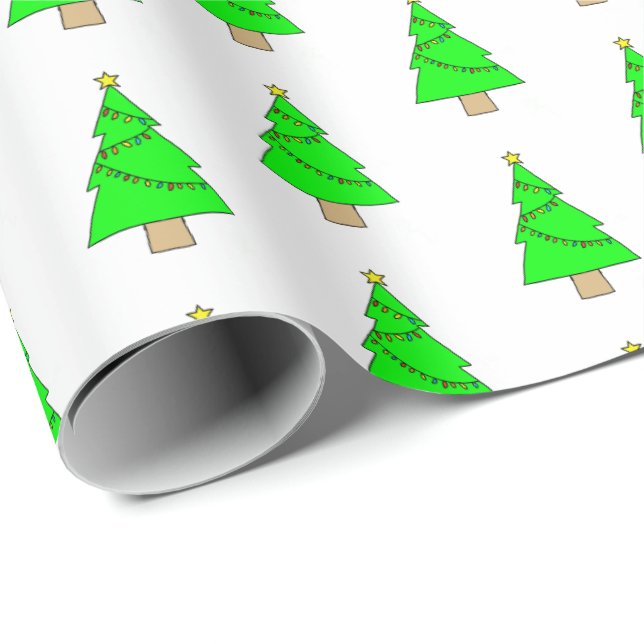 Cute Little Christmas Trees Geschenkpapier (Rolleneckpunkt)