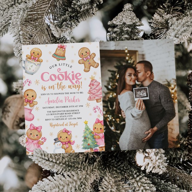 Cute Little Cookie Christmas Baby Shower Photo Einladung (Von Creator hochgeladen)