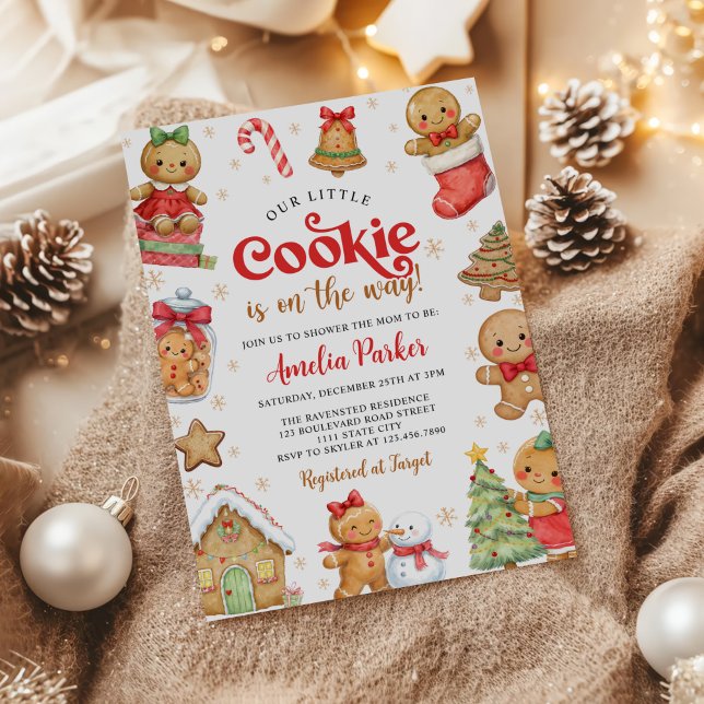 Cute Little Cookie Winter Christmas Baby Shower Einladung (Von Creator hochgeladen)