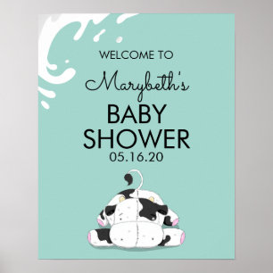 Cute Little Cow Baby shower Affiche de bienvenue