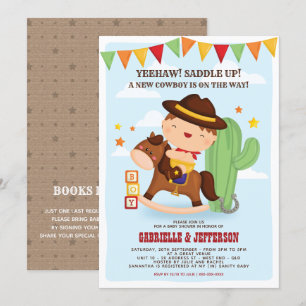 Cute Little Cowboy Baby shower Thème Invitation