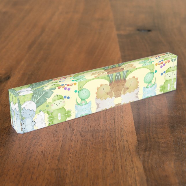 Cute Little Dino Namensplakette (Seite)