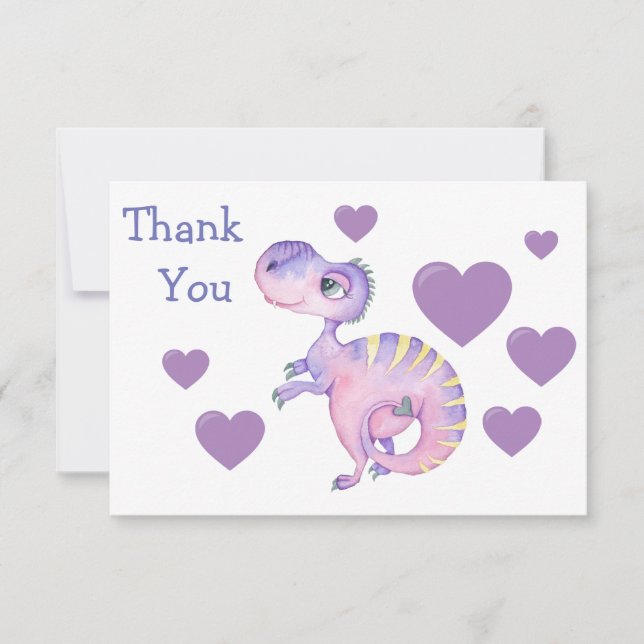 Cute Little Dinosaur Carte de remerciements (Devant)