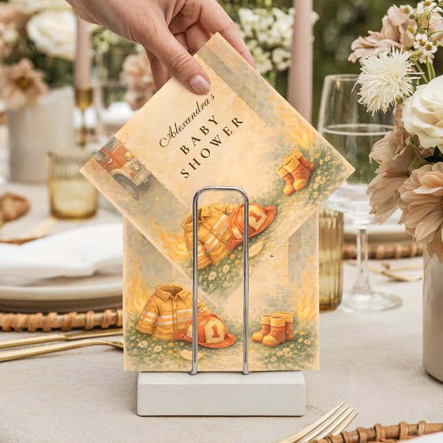 Cute Little Firefighter Baby Shower Serviette (Von Creator hochgeladen)