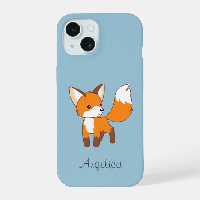 Cute Little Fox sur Blue (Verso)
