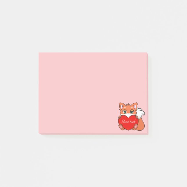 Cute Little Fox sur Light Pink Post-it Notes (Devant)