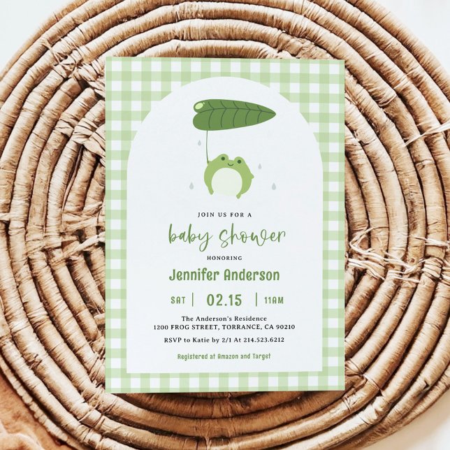 Cute Little Frog Baby Shower Invitation Einladung (Von Creator hochgeladen)