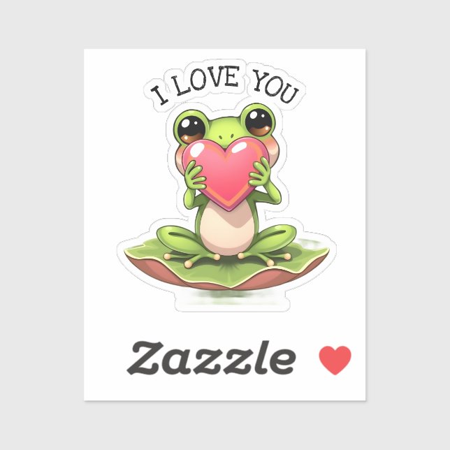 Cute Little Frog Holding a Heart | I Love You Aufkleber (Blatt)