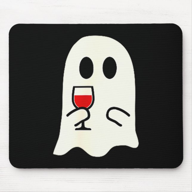 Cute Little Ghost Red Wine Gl Halloween  Mousepad (Vorne)