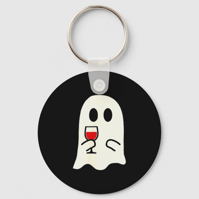Cute Little Ghost Red Wine Gl Halloween  Schlüsselanhänger (Vorderseite)