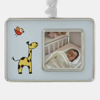 Cute little giraffe Rahmen-Ornament silber