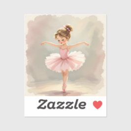 Cute Little Girl Ballerina in Pink Tutu Aufkleber