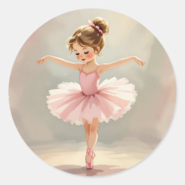 Cute Little Girl Ballerina in Pink Tutu Runder Aufkleber