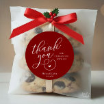 Cute Little Heart Wedding Gifts Thank You  Runder Aufkleber<br><div class="desc">Modern Wedding Minimal Thank You Gifts Classic favor Round Sticker,  in creative classy script,  cute little heart,  with bride and groom name and wedding date,  burgundy wine deep red theme.</div>