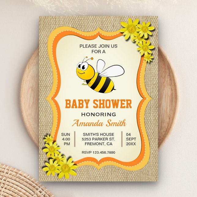 Cute Little Honey Bee Baby shower Invitation (Créateur téléchargé)