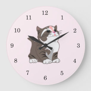 Cute Little Kitten Große Wanduhr
