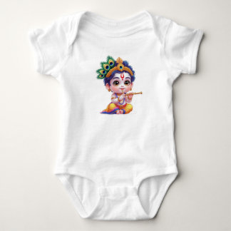 Cute Little Krishna Baby Art Outfit – Hindu God Baby Strampler