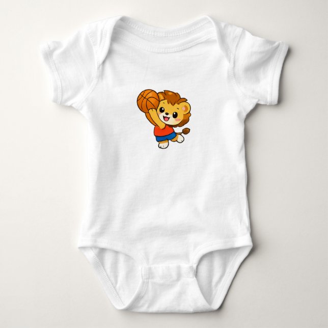 Cute Little Lion Basketball Star Baby Strampler (Vorderseite)
