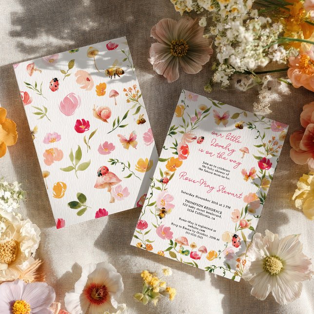 Cute Little Lovebug Spring Garden Baby Shower Einladung (Cute Little Lovebug Spring Garden Baby Shower Invitation)