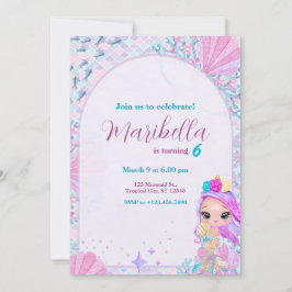 Cute Little Mermaid Under The Sea Birthday Party Einladung