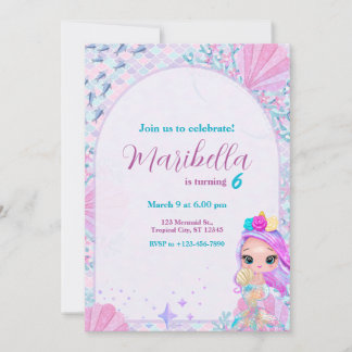 Cute Little Mermaid Under The Sea Birthday Party Einladung