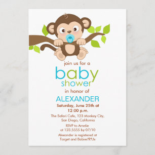 Cute Little Monkey Boy Invitation Baby shower